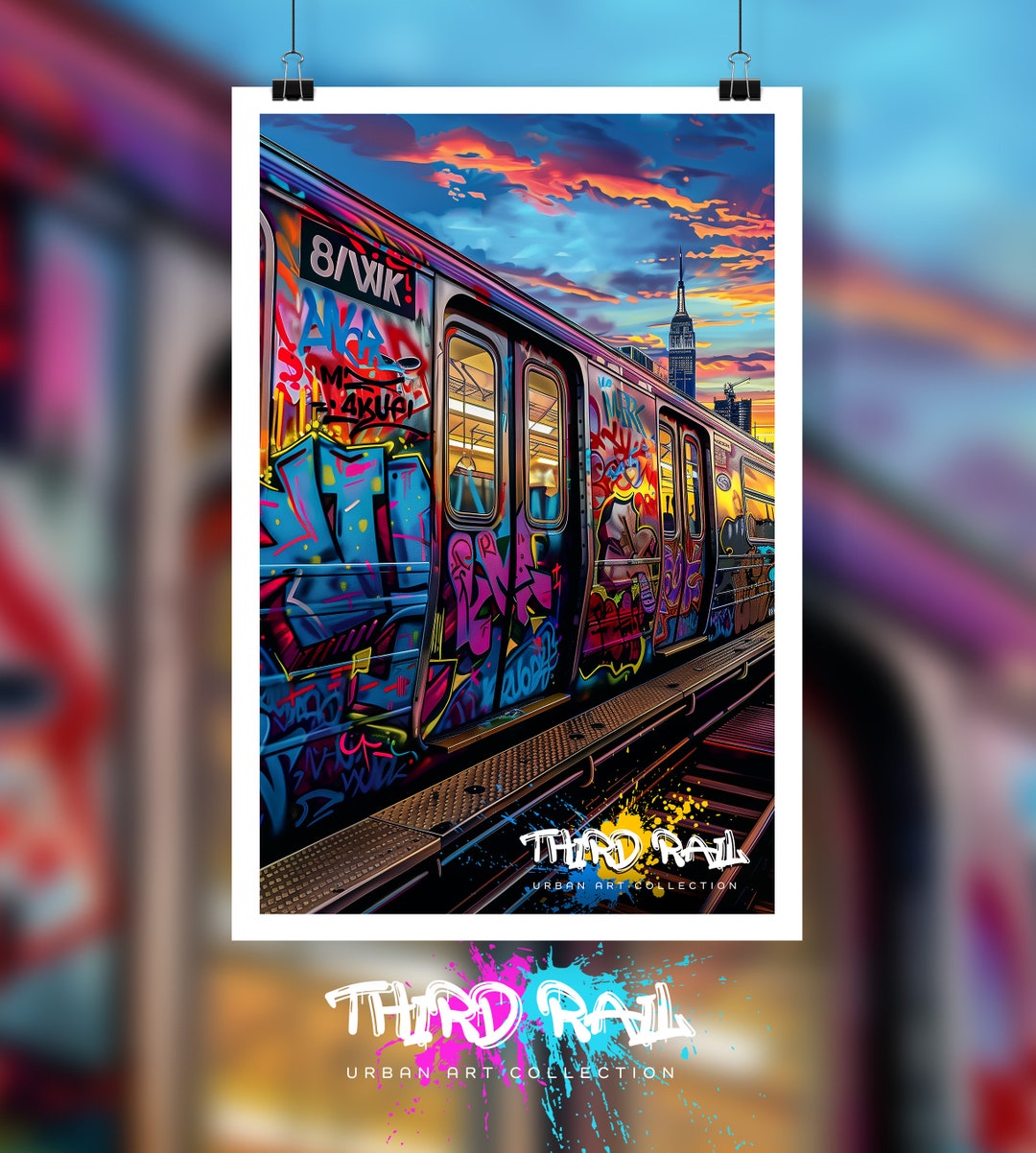 NYC Subway Train Graffiti Art Poster - Street Art, Graffiti