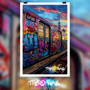 NYC Subway Train Graffiti Art Poster - Street Art, Graffiti artwork, Urban art, New York City art, Street murals, NYC, Underground art