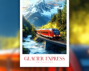 Glacier Express Poster: Swiss Alps Train Travel Art Print