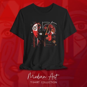 Red Modern art T shirt, Modern Portrait Art shirt, Modern Art tee, Abstract Art t shirt, Red Portrait Modern Art T shirt