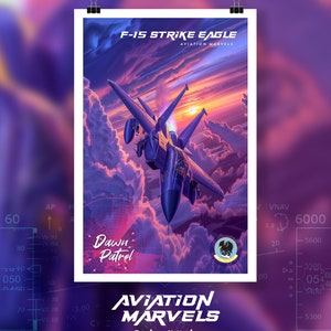 F-15 Strike Eagle Poster - Dawn Patrol, Jet Poster, Aviation lover art, Airplane art, F-15 Strike Eagle, Air Force