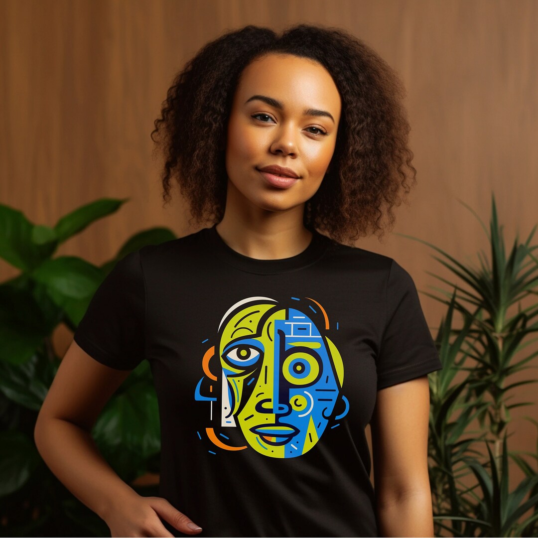 Yellow and Blue Portrait Art Tshirt, Art Tshirt, Art Lover Gift, Modern