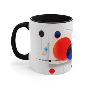 Multicolor Bauhaus Modern Art Mug, Minimalist Art Mug, Art lover Gift, Coffee Drinker Gift, Mid Century Modern Coffee Mug - 11oz.