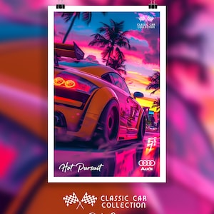 Audi TT RS Sports Car Poster - Classic Car Collection, Car Lover art, Auto Art, Audi Art, German car poster, Sports Car, Miami Art