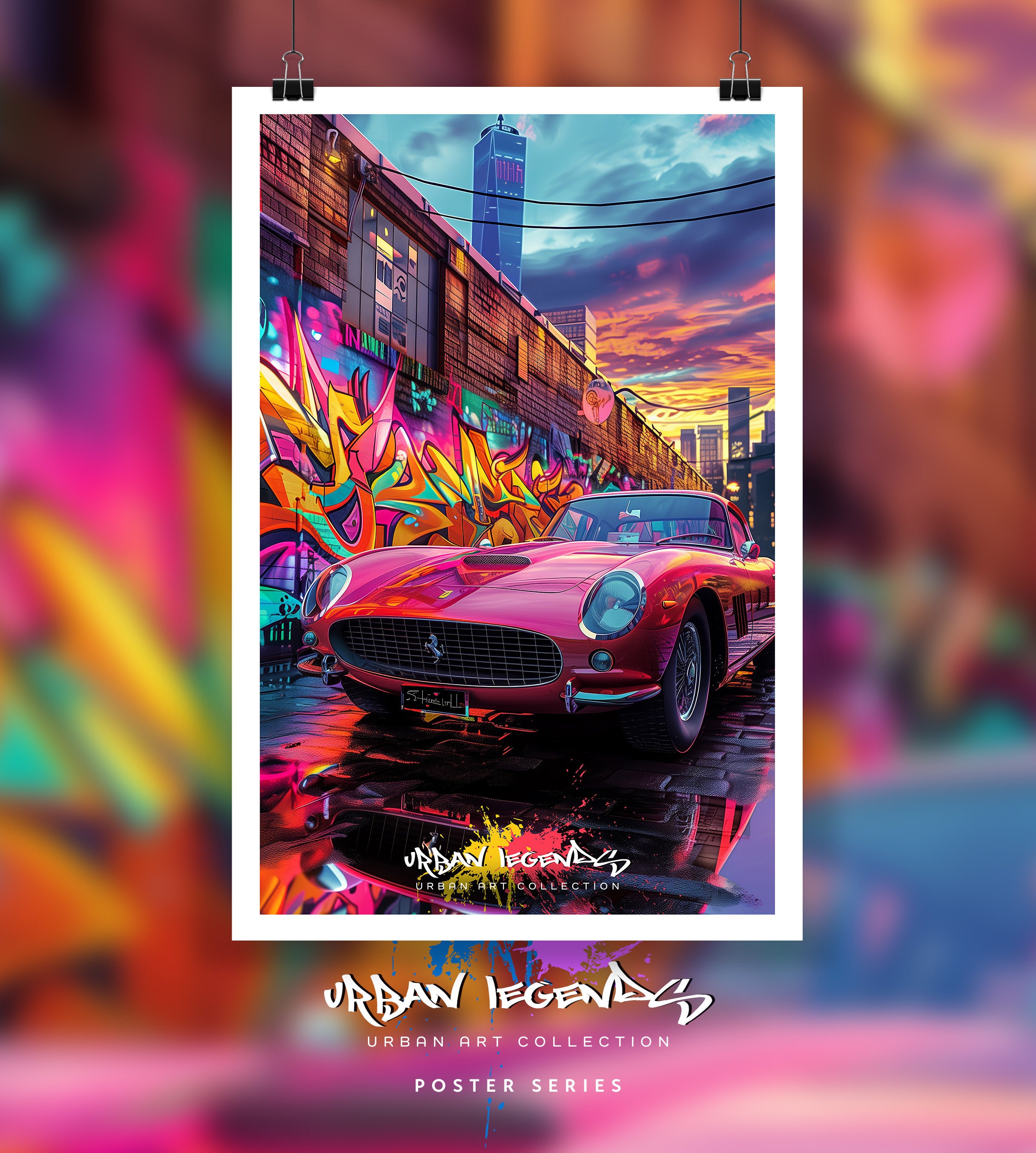 DEATH NYC DB18 アートポスター フェラーリ250 Ferrari 1962 Ferrari 250 GT SWB Poster - Auto Art, Aston Martin Art