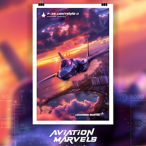 Modern Fighter Jet Poster | Aviation Wall Art | US Military Aircraft Decor | Jet Plane Wall Print | Pilot Gift | Air Force Poster