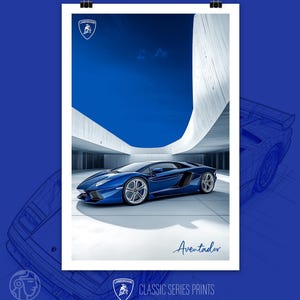 Modern Lamborghini Aventador Poster, Sleek Supercar Wall Art for Living Room, Studio or Office, Stylish Automotive Decor