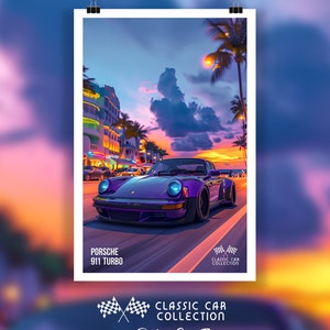 Porsche 911 Poster | Retro Porsche Wall Art | Luxury Sports Car Decor | Man Cave Art | Porsche Lover Gift