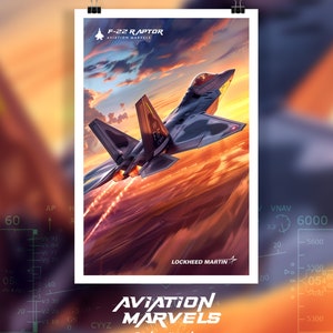 Fighter Jet Wall Art | Modern Military Aircraft Poster | US Air Force Decor | Aviation Wall Print | Pilot Gift | Jet Fighter Poster