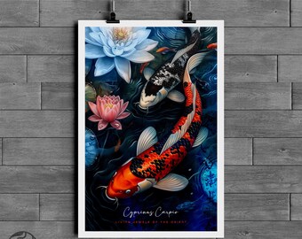 水彩画 鯉 2点セット フレーム付き 2L 水彩画 鯉 2点セット フレーム付き 2L il_fullxfull