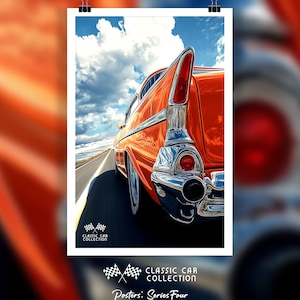 Hot Rod Poster, 1950s Classic Car Wall Art Muscle Car Decor Garage Art Print Old School Car Lover Gift