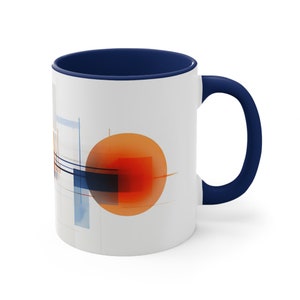 Blue and Orange Bauhaus Modern Art Mug, Minimalist Art Mug, Art lover Gift, Coffee Drinker Gift, Mid Century Modern Coffee Mug - 11oz.