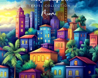【半額】 Miami Skyline With Homes Deco Art Puzzle, Art Cityscapes アート・デザイン・音楽