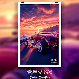 Vintage Hot Rod Wall Art | Retro Car Posters | Custom Garage Decor | Classic American Car Artwork | Man Cave Gift