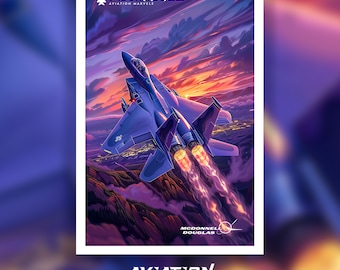 Modern Fighter Jet Poster | Aviation Wall Art | US Military Aircraft Decor | Jet Plane Wall Print | Pilot Gift | Air Force Poster