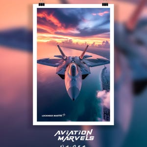 F-22 Raptor Poster | Fighter Jet Wall Art | Modern Military Aircraft Print | Aviation Decor | US Air Force Gift | Jet Poster Art