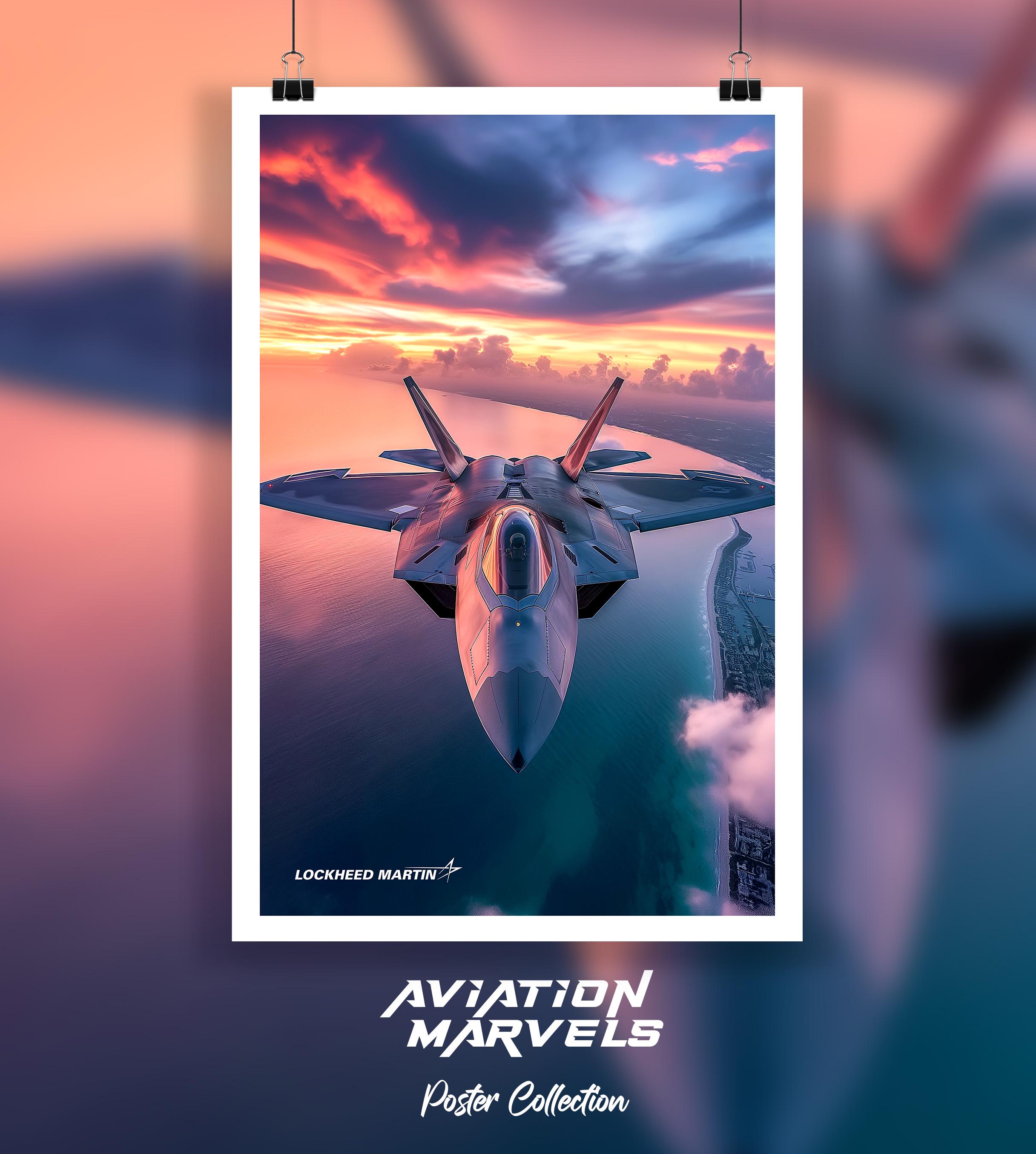 F-22 Raptor Sunset Poster: Modern Military Aircraft Aviation Art - Etsy