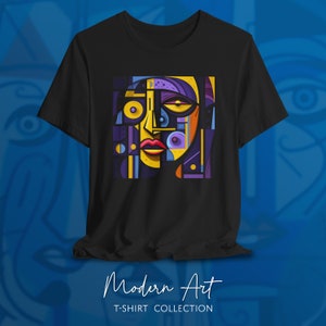 Yellow Purple Modern art tshirt, Modern Art shirt, Modern Art tee, Abstract Art t shirt, Yellow and Purple Portrait Modern Art T shirt