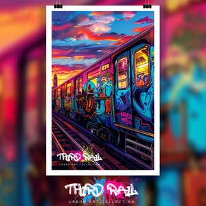 NYC Subway Train Graffiti Art Poster - Street Art, Graffiti artwork, Urban art, New York City art, Street murals, NYC, Underground art