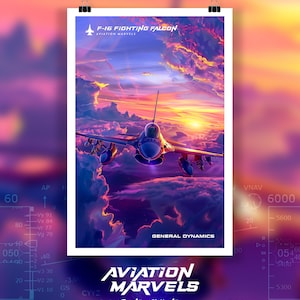 F-16 Fighter Jet Poster: Modern US Air Force Aviation Art