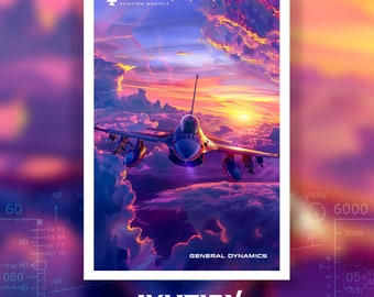 F-16 Fighter Jet Wall Art | Modern Military Aircraft Poster | US Air Force Decor | Aviation Wall Print | Pilot Gift | Jet Fighter Poster