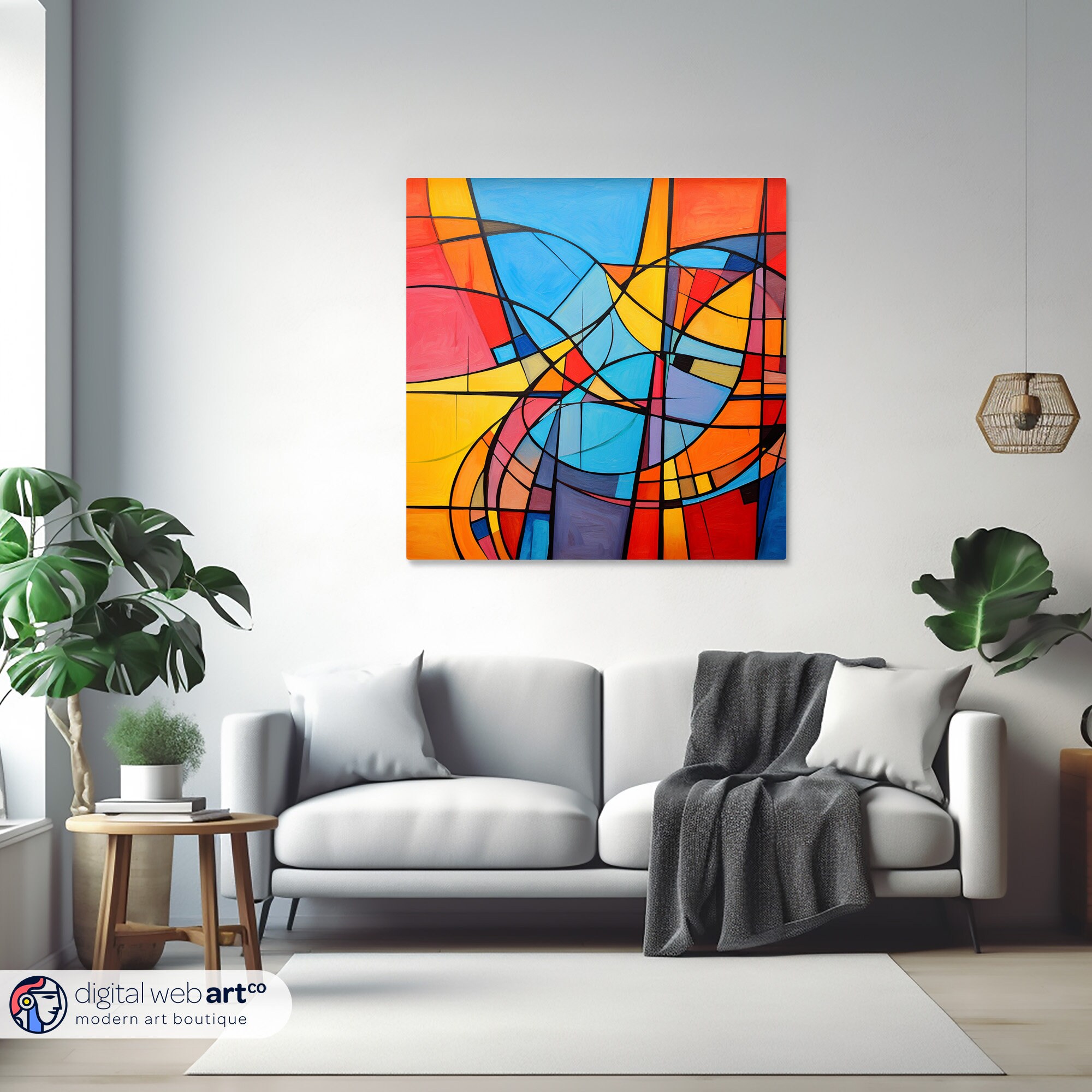 Blue and Orange Abstract Artwork, Abstract Art Gift, Modern Art Gift