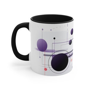 Purple Bauhaus Modern Art Mug, Minimalist Art Mug, Abstract Art lover Gift, Coffee Drinker Gift, Mid Century Modern Coffee Mug - 11oz