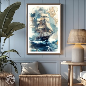 Old Sailing Ship Wall Art | Maritime Decor | Historic Ship Poster | Nautical Adventure Print | Ocean Voyage Art | Sea Lover Gift