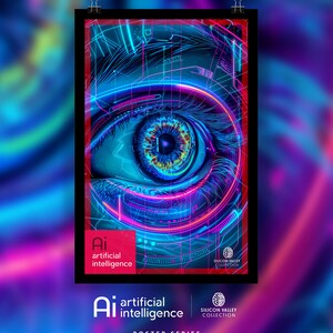 Ai Artificial Intelligence Eye Poster - Robotic Ai, Ai Art, Cyborg, SciFi Art, Fantasy art, Futuristic Art, Bionic Eye, Xray vision