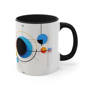 Multicolor Bauhaus Modern Art Mug, Minimalist Art Mug, Art lover Gift, Coffee Drinker Gift, Mid Century Modern Coffee Mug - 11oz.