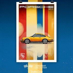 Vintage Porsche Poster, Classic Sports Car Wall Art, Retro Porsche Print for Garage or Office | Gift for Car Enthusiasts & Collectors