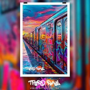 NYC Subway Train Graffiti Art Poster - Street Art, Graffiti artwork, Urban art, New York City art, Street murals, NYC art, Subway art