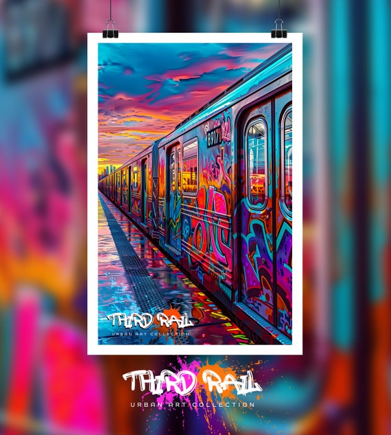 NYC Subway Graffiti Art Poster – Urban Train Mural - Etsy