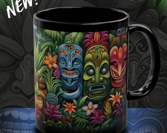 Hawaiian Tiki Character Coffee Mug – Luau Decor, 11 oz