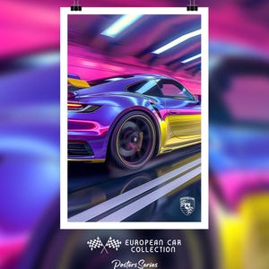 Porsche Wall Art | Classic Porsche 911 Poster | Sports Car Decor | Vintage Porsche Print | Gift for Car Enthusiasts