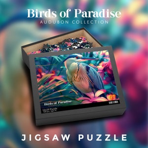 Oiseaux de paradis Audubon Collection, casse-tête oiseau héron, héron cendré dans la jungle tropicale, casse-tête héron, cadeau observation d&#39;oiseaux, art oiseau, art nature