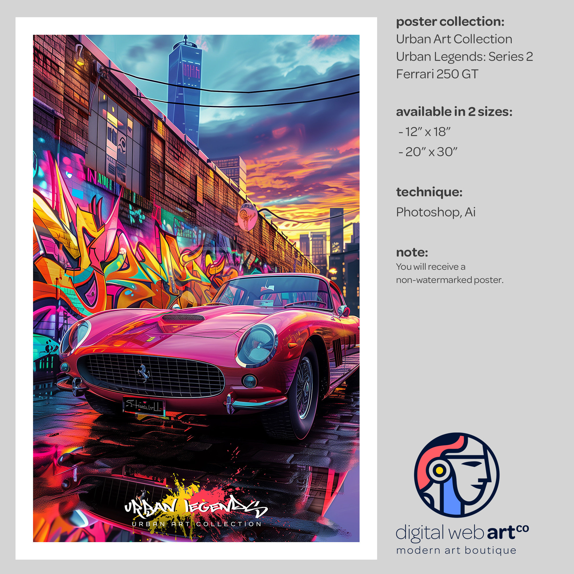 1962 Ferrari 250 GT SWB Poster - Auto Art, Aston Martin Art