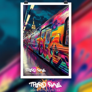 NYC Subway Train Graffiti Art Poster - Street Art, Graffiti artwork, Urban art, New York City art, Street murals, NYC, Underground art