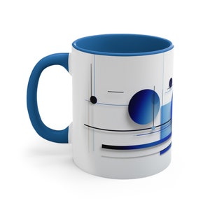 Blue Bauhaus Modern Art Mug, Minimalist Art Mug, Abstract Art lover Gift, Coffee Drinker Gift, Mid Century Modern Coffee Mug - 11oz.