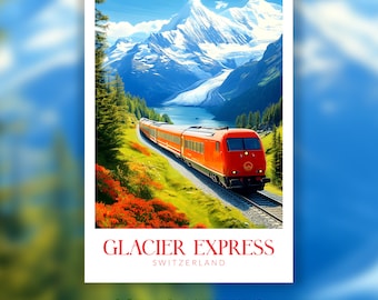 Vintage Glacier Express Poster | Switzerland Railway Art Print