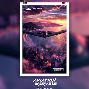 B-2 US Military Fighter Jet Poster | Air Force Wall Art | Aviation Decor | American Jet Wall Print | Pilot Room Art | USAF Poster