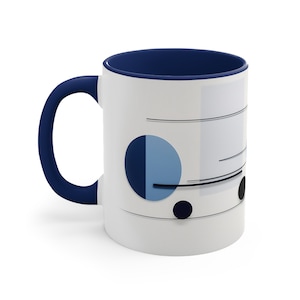 Blue Bauhaus Modern Art Mug, Minimalist Art Mug, Abstract Art lover Gift, Coffee Drinker Gift, Mid Century Modern Coffee Mug - 11oz.