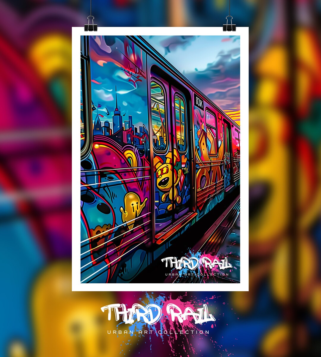 NYC Subway Train Graffiti Art Poster - Street Art, Graffiti