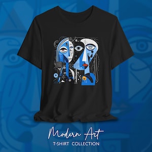 Blue Modern Art T shirt, Modern Portrait Art shirt, Modern Art tee, Abstract Art t shirt, Blue Portrait Modern Art T shirt