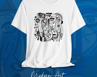 Black and White Cubist Modern Art T shirt, Modern Portrait Art shirt, Modern Art tee, Abstract Art t shirt