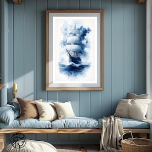 Vintage Sailing Ship Poster | Nautical Wall Art | Old Ship Print | Coastal Decor | Maritime Wall Art | Sea Voyage Poster