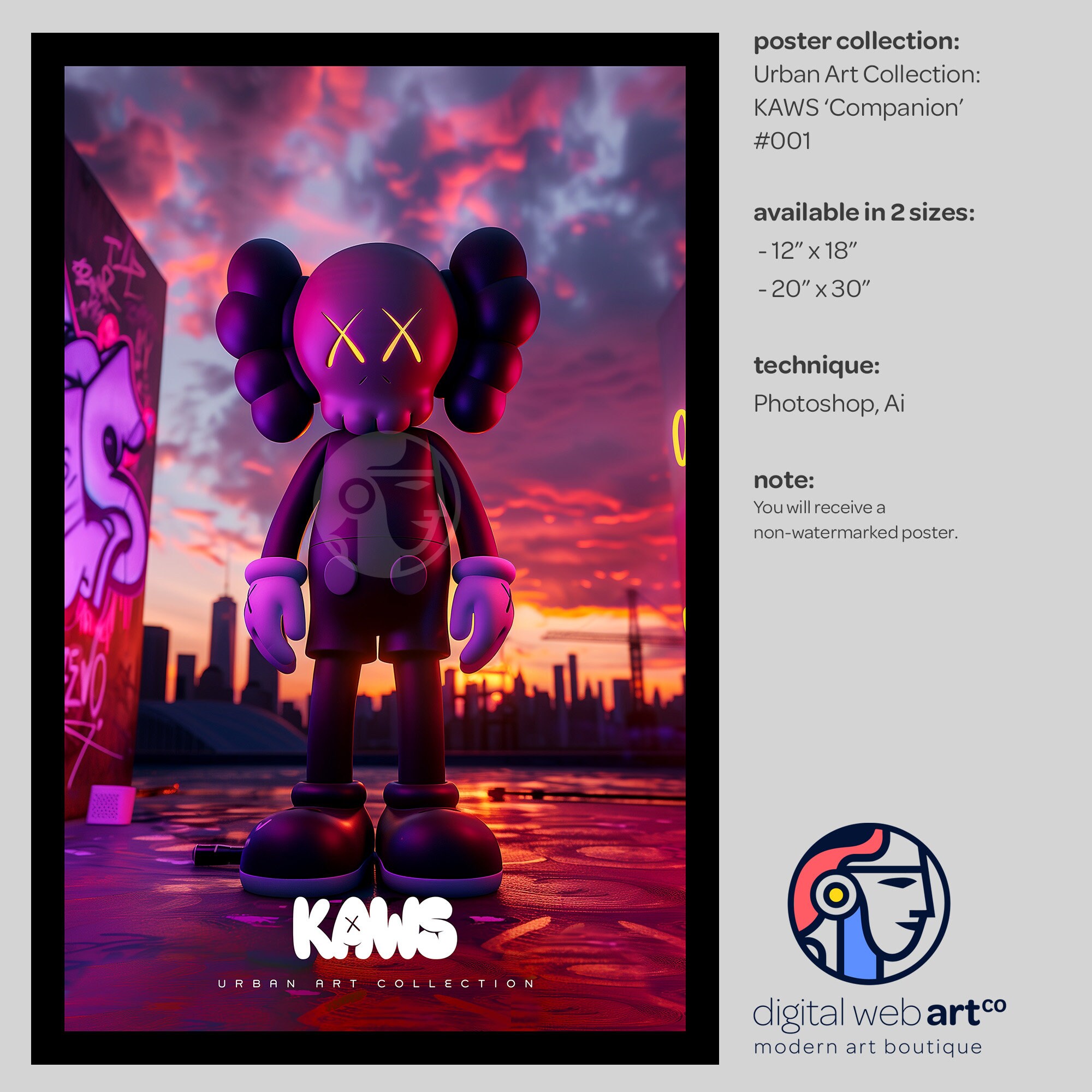 Kaws ポスター KAWS Street Art Wall Art Poster Print Gift Home Bedroom Pop