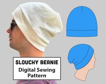 Slouchy Beanie Sewing Pattern: Beginner Knit Hat, Serger Tutorial (PDF)