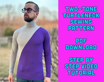 Men's Turtleneck Sweater Sewing Pattern – PDF Digital Download – DIY Knitwear