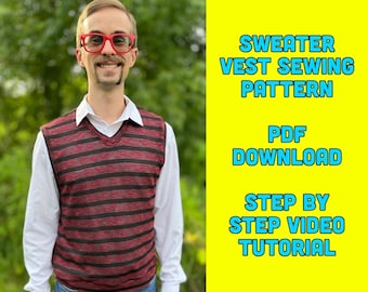 Men's Sweater Vest Sewing Pattern – Easy DIY Knitwear (PDF Pattern)